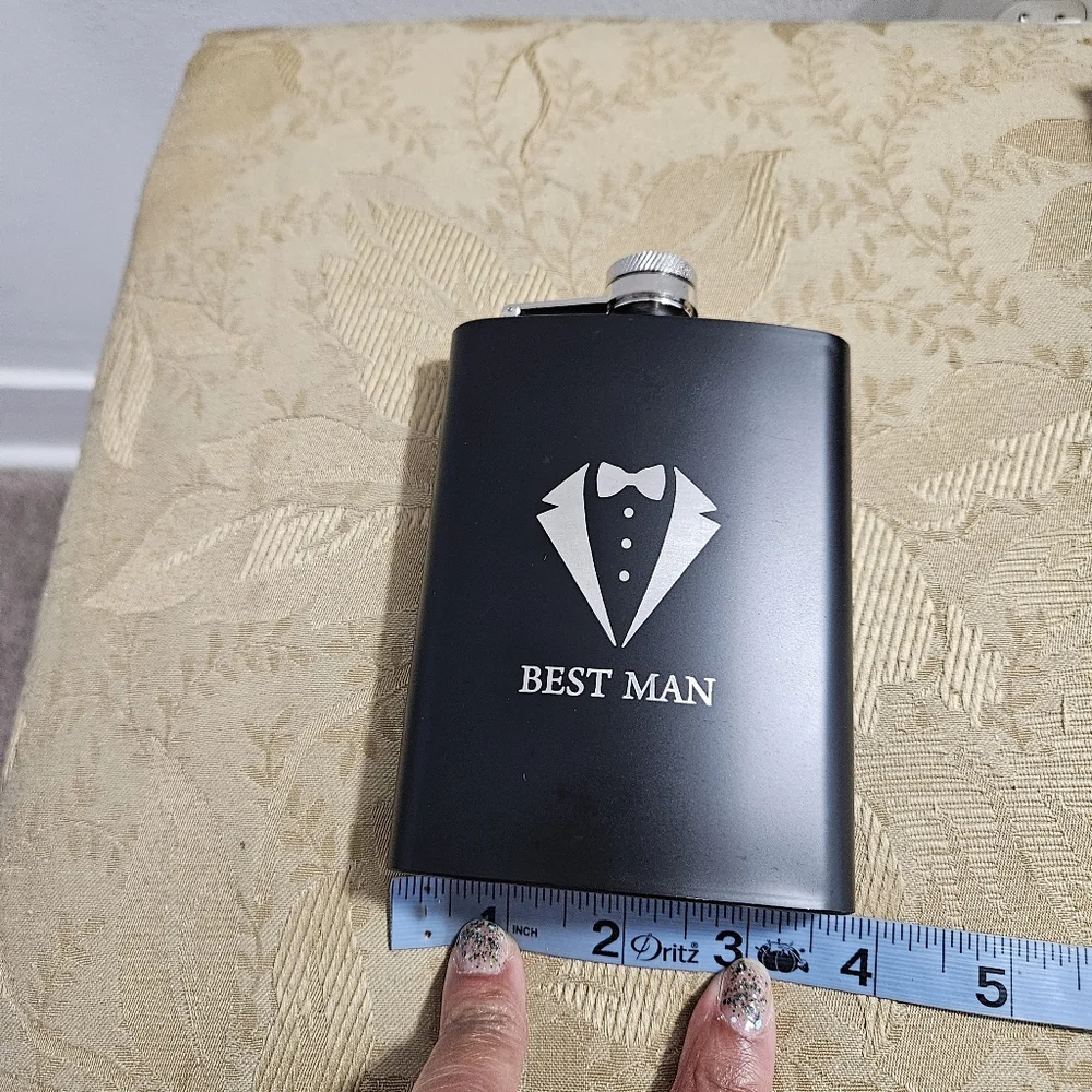 New Black Groomsman Flask Set